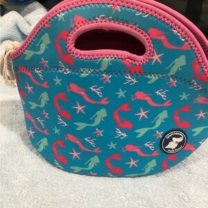 Preppy Pelican Neoprene Mermaid Print Lunch Tote